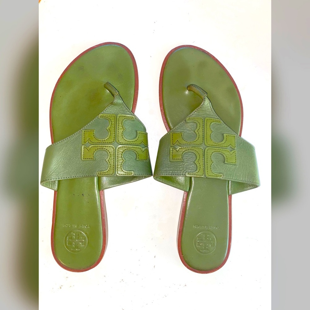 Tory Burch Green Weston Full logo Sandals